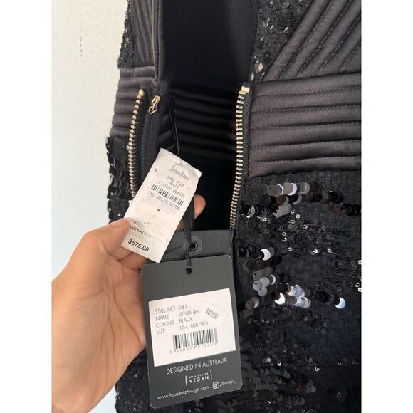 ZHIVAGO Ischia Open-Back Halter Sequin Midi Dress US4 - Picture 8 of 9